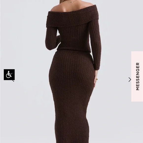 House of CB Brown “Saffron” Off Shoulder Knit Top and “Sloane” Skirt Set Small S - Picture 4 of 12